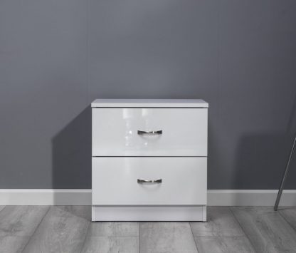 Chilton 2 Drawer Bedside Cabinet - White Gloss - Image 3