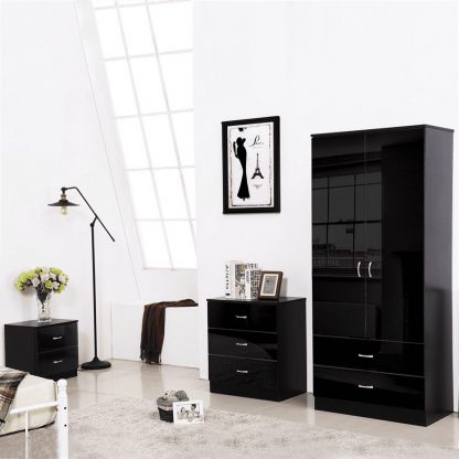 Chilton Modern 3 Drawer Chest Of Drawers Black Gloss - Image 5