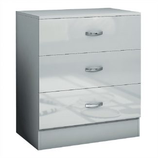 Chilton Modern 3 Drawer Chest - Grey Gloss