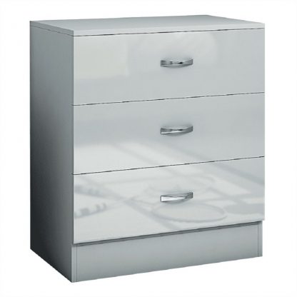 Chilton Modern 3 Drawer Chest - Grey Gloss