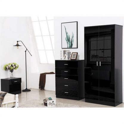 Chilton Modern 5 Drawer Chest - High Black Gloss - Image 4