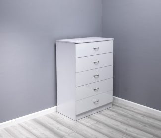 Chilton Modern 5 Drawer Chest - High White Gloss