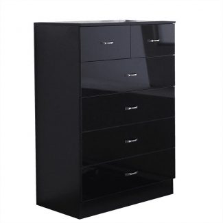 Chilton Modern 6 Drawer Chest - High Black Gloss