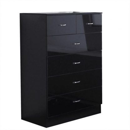 Chilton Modern 6 Drawer Chest - High Black Gloss