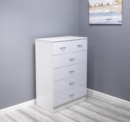 Chilton Modern 6 Drawer Chest - High White Gloss