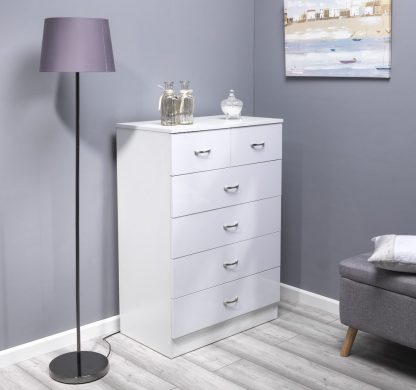 Chilton Modern 6 Drawer Chest - High White Gloss - Image 2