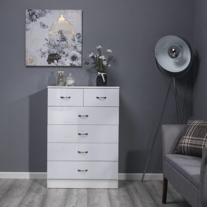 Chilton Modern 6 Drawer Chest - High White Gloss - Image 3