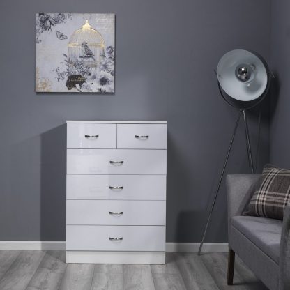 Chilton Modern 6 Drawer Chest - High White Gloss - Image 4