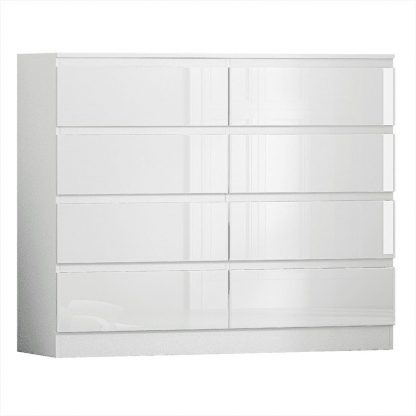 Stora Modern 8 Drawer Chest - White Gloss - Image 4