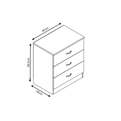 Chilton Modern 3 Drawer Chest Of Drawers Black Gloss - Image 2