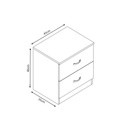 Chilton 2 Drawer Bedside Cabinet - Grey Gloss - Image 3