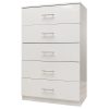 Helston Modern & Tall 5 Drawer Chest - White Gloss