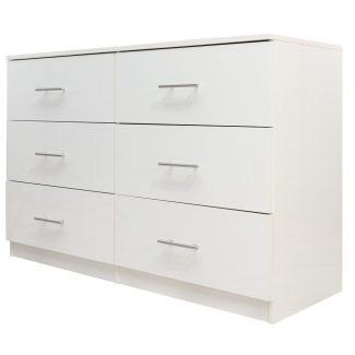Helston Modern 6 Drawer Chest - White Gloss