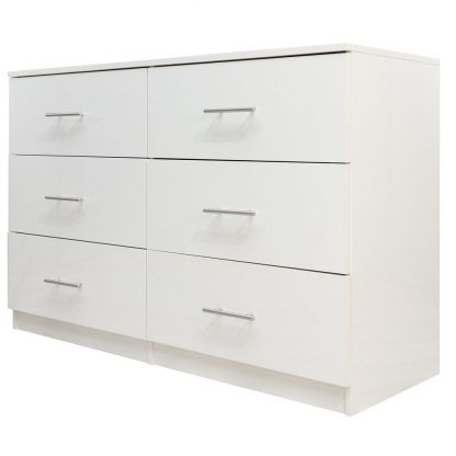Helston Modern 6 Drawer Chest - White Gloss