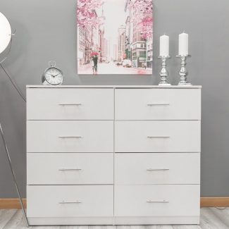 Helston Modern 8 Drawer Chest - Gloss White