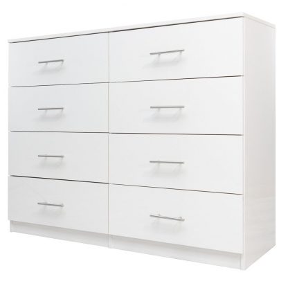 Helston Modern 8 Drawer Chest - Gloss White - Image 2