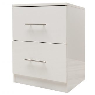 Helston Modern Bedside Cabinet - White Gloss