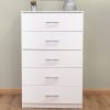 Helston Modern & Tall 5 Drawer Chest - White Gloss - Image 2