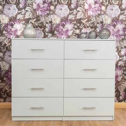 Helston Modern 8 Drawer Chest - Gloss Grey - Image 2