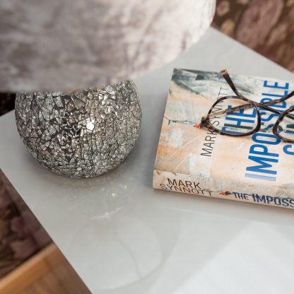 Helston Modern Bedside Cabinet - Grey Gloss - Image 3
