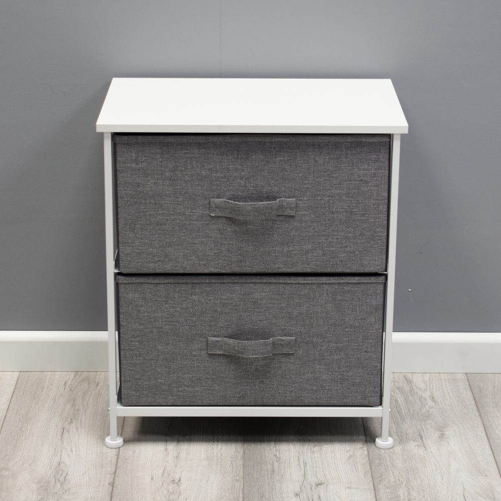 Lotte Modern 2 Tier Cube Storage Unit Grey White iQGB UK
