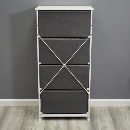Lotte Modern 4 Tier Storage Cabinet Grey White - Image 6