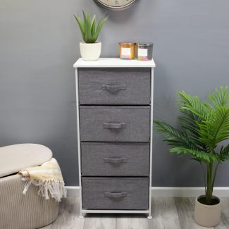Lotte Modern 4 Tier Storage Cabinet Grey White