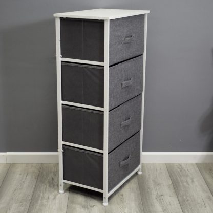Lotte Modern 4 Tier Storage Cabinet Grey White - Image 4