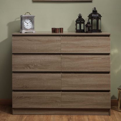 Stora Modern 8 Drawer Chest - Rustic Oak - Image 2