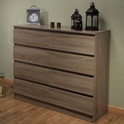 Stora Modern 8 Drawer Chest - Rustic Oak - Image 3