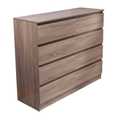 Stora Modern 8 Drawer Chest - Rustic Oak