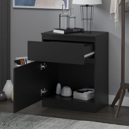 Stora Modern 1 Door 1 Drawer Multi-Storage Unit - Matt Black - Image 4