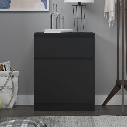 Stora Modern 1 Door 1 Drawer Multi-Storage Unit - Matt Black - Image 5