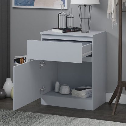 Stora Modern 1 Door 1 Drawer Multi-Storage Unit - Matt Grey - Image 4