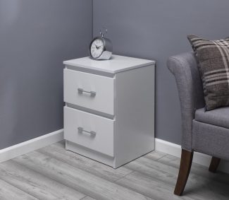 Tromso 2 Drawer Bedside Cabinet - Matt White