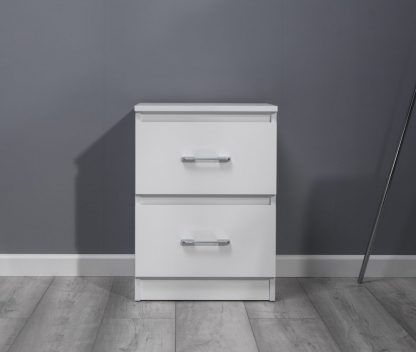 Tromso 2 Drawer Bedside Cabinet - Matt White - Image 3