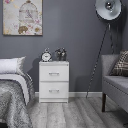 Tromso 2 Drawer Bedside Cabinet - Matt White - Image 4