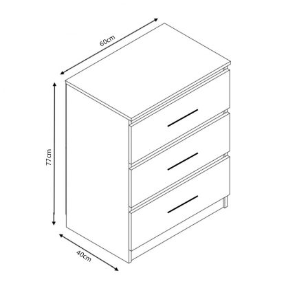 Tromso 3 Drawer Chest - Matt Grey - Image 4
