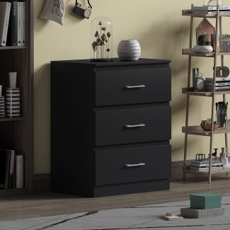 Tromso 3 Drawer Chest - Matt Black