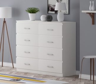 Tromso 8 Drawer Chest - Matt White