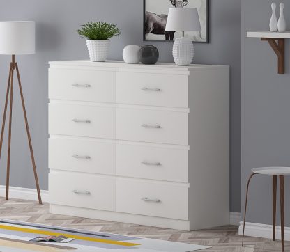 Tromso 8 Drawer Chest - Matt White