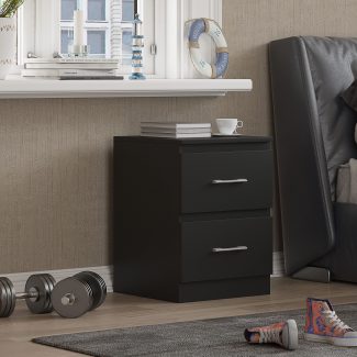 Tromso 2 Drawer Bedside Cabinet - Matt Black