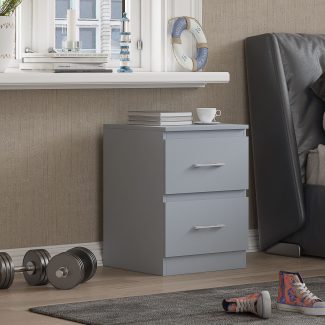 Tromso 2 Drawer Bedside Cabinet - Matt Grey