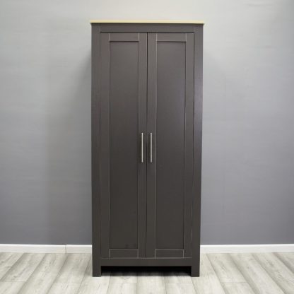 Westbury Traditional 2 Door Wardrobe - Dark Grey & Light Oak - Image 2