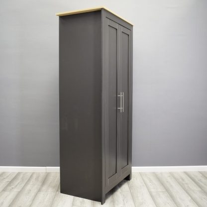 Westbury Traditional 2 Door Wardrobe - Dark Grey & Light Oak - Image 3