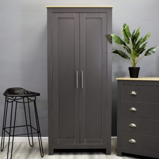 Westbury Traditional 2 Door Wardrobe - Dark Grey & Light Oak