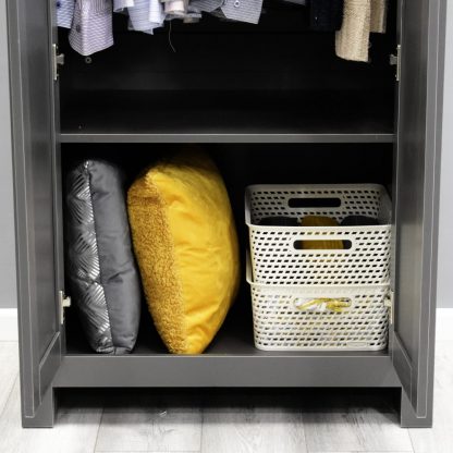 Westbury Traditional 2 Door Wardrobe - Dark Grey & Light Oak - Image 8