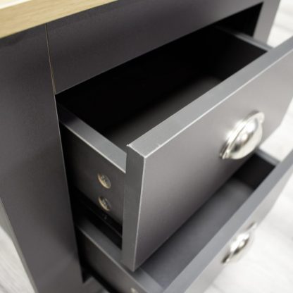 Westbury 2 Drawer Bedside Cabinet - Dark Grey & Light Oak - Image 7