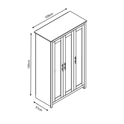 Westbury Traditional 3 Door Wardrobe - Matt Grey & Light Oak - Image 3
