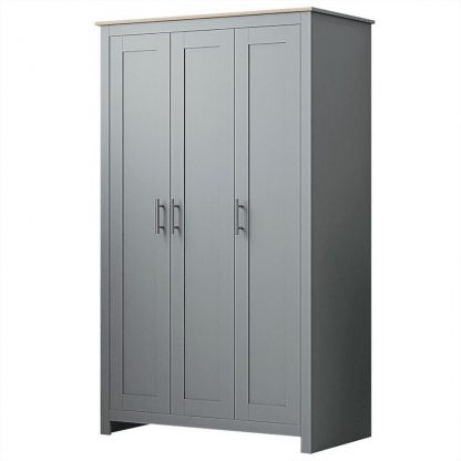 Westbury Traditional 3 Door Wardrobe - Matt Grey & Light Oak